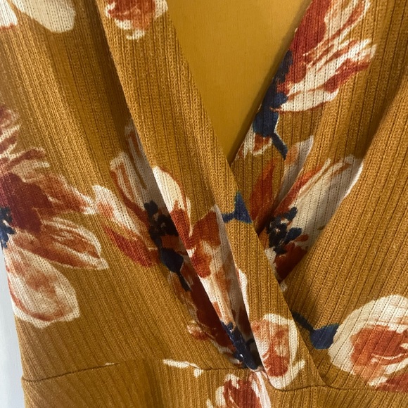 Pink owl floral dress. Mustard Yellow with floral design - Picture 2 of 4